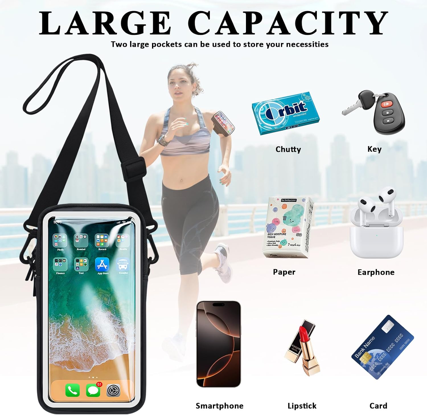 Phone Holder for Running Armband, Cell Phone Purse Small Crossbody Bags for Women Kids, Sports Arm Bag for Men