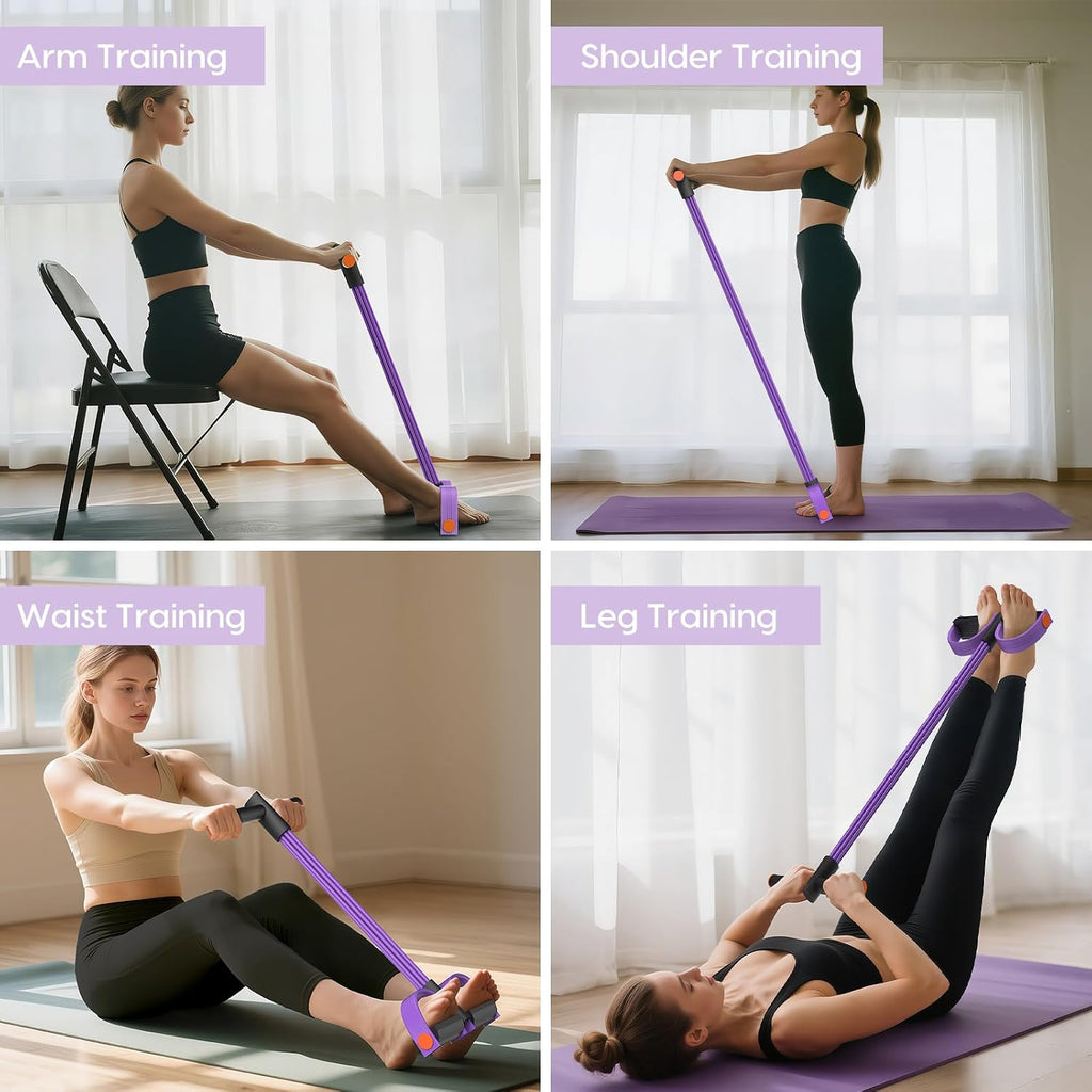 Pedal Resistance Band with Handles, 6-Tubes Natural Rubber Exercise Bands | Upgrade Foot Pedal Resistance Bands for