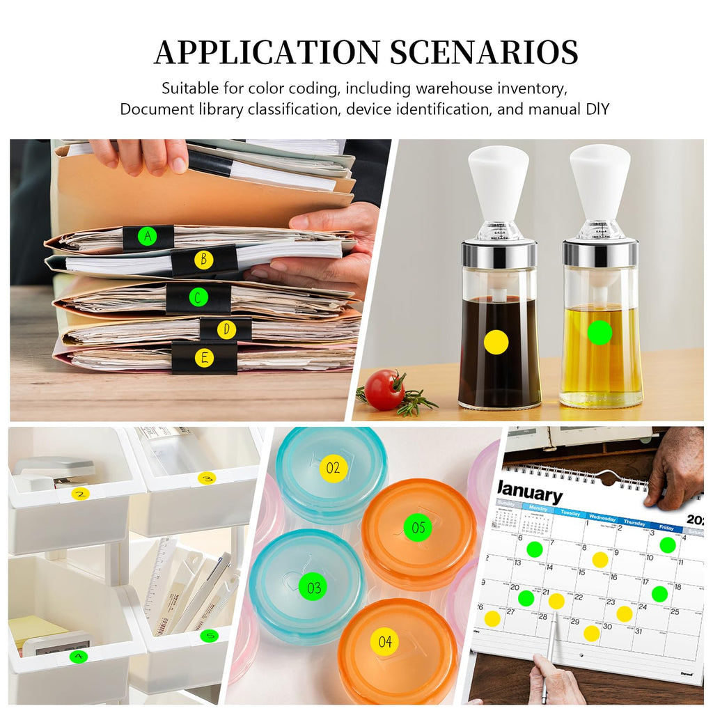 1/2" Round Color-Code Dot Stickers,Adhesive 2000 Stickers Rolls dots Label Dispenser Box Green Circle Stickers