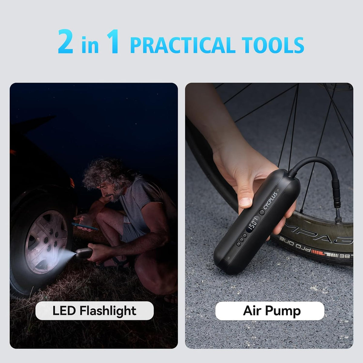 Portable Electric Tire Inflator Bike Pump,150PSI Auto Off