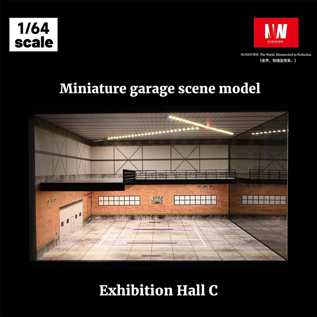 1/64 Diorama 2 Tier Garage Display Case for 1:64 Hot Wheels Diecast Cars | American Parking Lot Display, Double