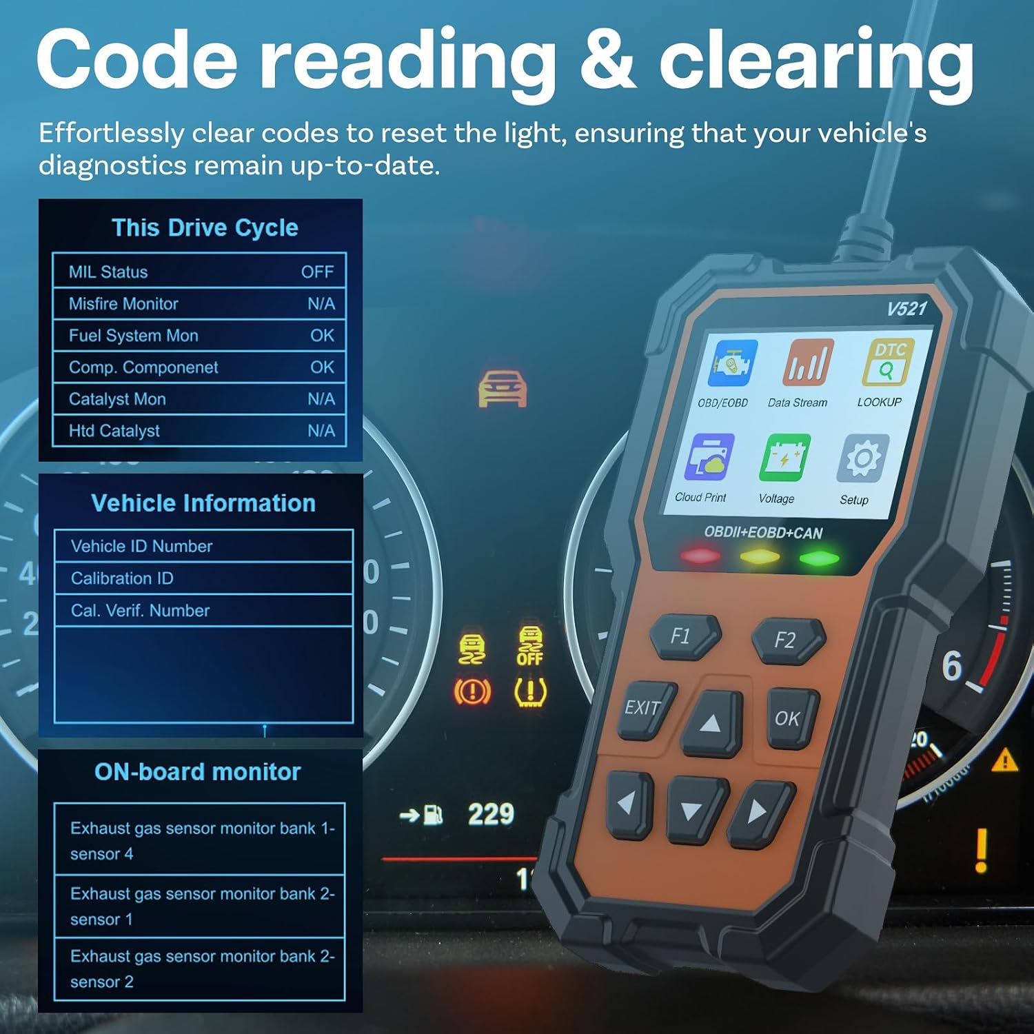 OBD2 Scanner [Pro Edition] – Full System Car & Truck Code Reader with Check Engine Reset, Live Data, Mode 6 & 8, EVAP