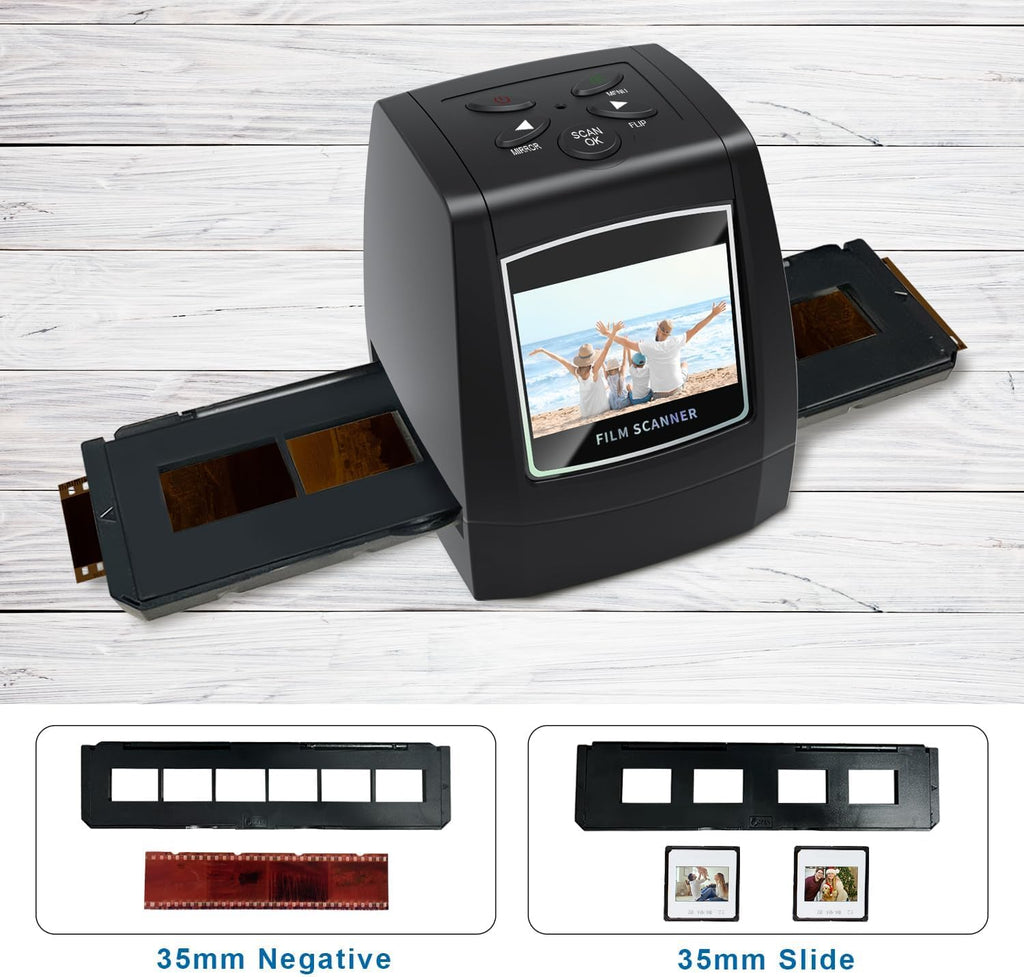 35mm Film Scanner & Slide Scanner with 2.4" LCD Screen | Converts color and B&W 135 negatives & Slide to JPEG