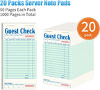 20 Pack/1000 Tickets Guest Checks Books for Servers, Green