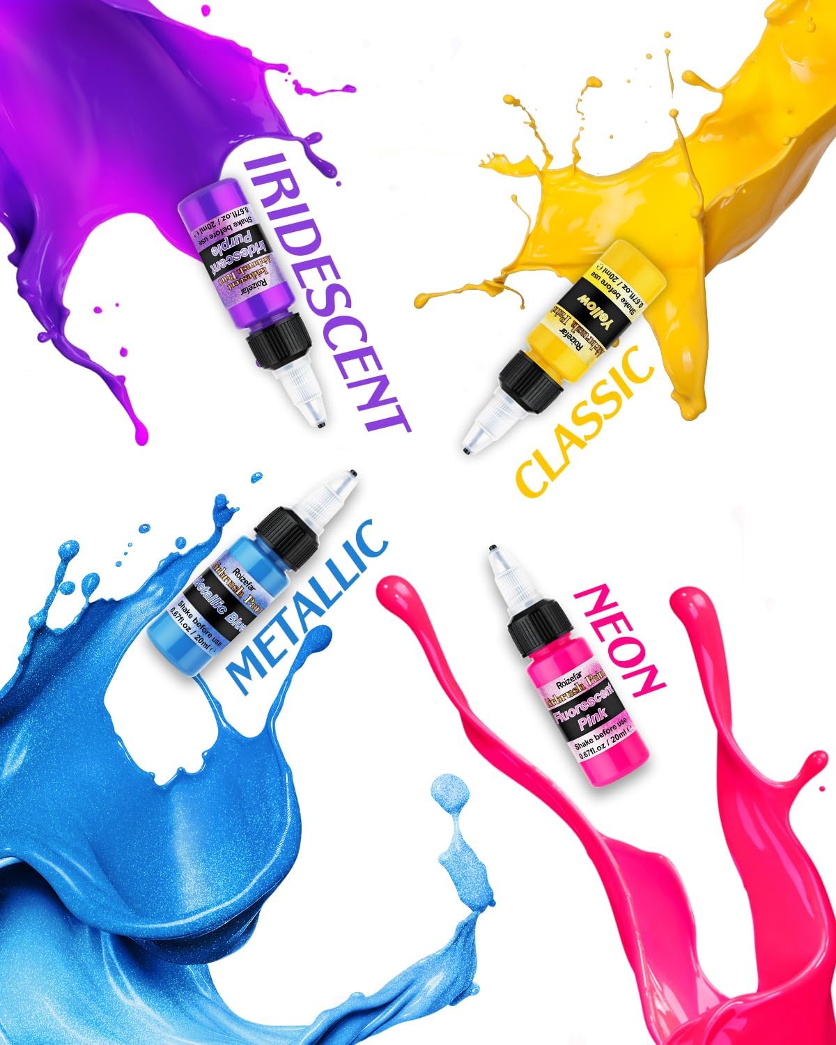 Airbrush Paint, 44 Colors with 6 Thinner for Models & Crafts | Water-Based, Ready to Spray, Acrylic Air Brush Paints