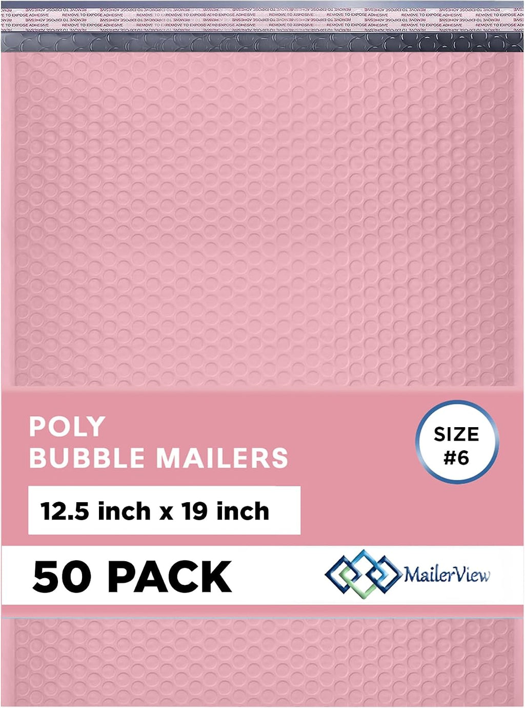 Light Pink Bubble Mailers 12.5x19 Poly Padded Envelopes #6, 50 Pack