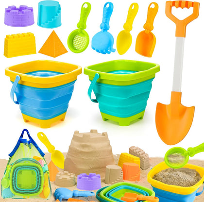 Collapsible Beach Toys for Kids Ages 4-8, Sand Toys for Toddlers Ages 3-4-8, Beach Toy Set with Collapsible Beach