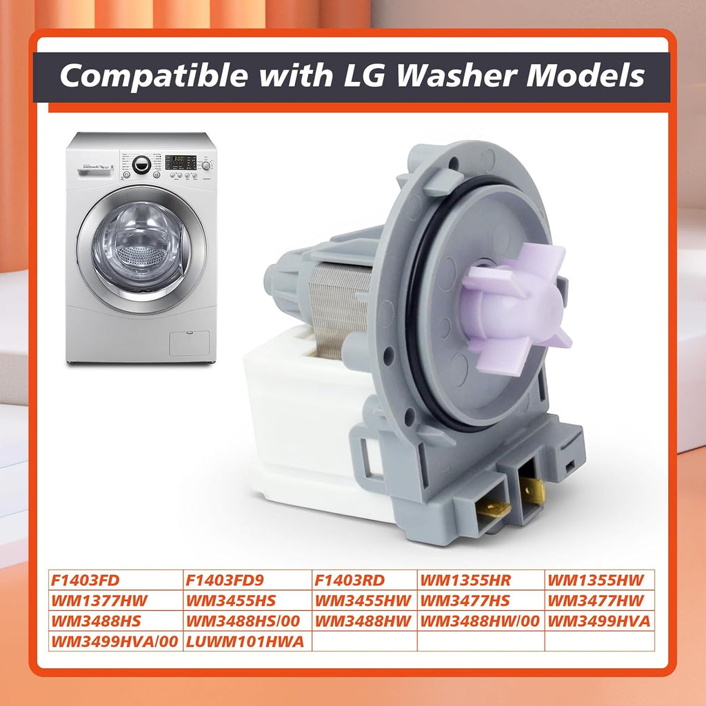 EAU61383506 Washer Drain Pump Motor Compatible with LG Washers WM3477HW WM1377HW WM3477HS WM3488HS Washing Machine Part Replaces 4681EA2001K PD00034418 2666395 AP5672153 PS7791903 EAP7791903
