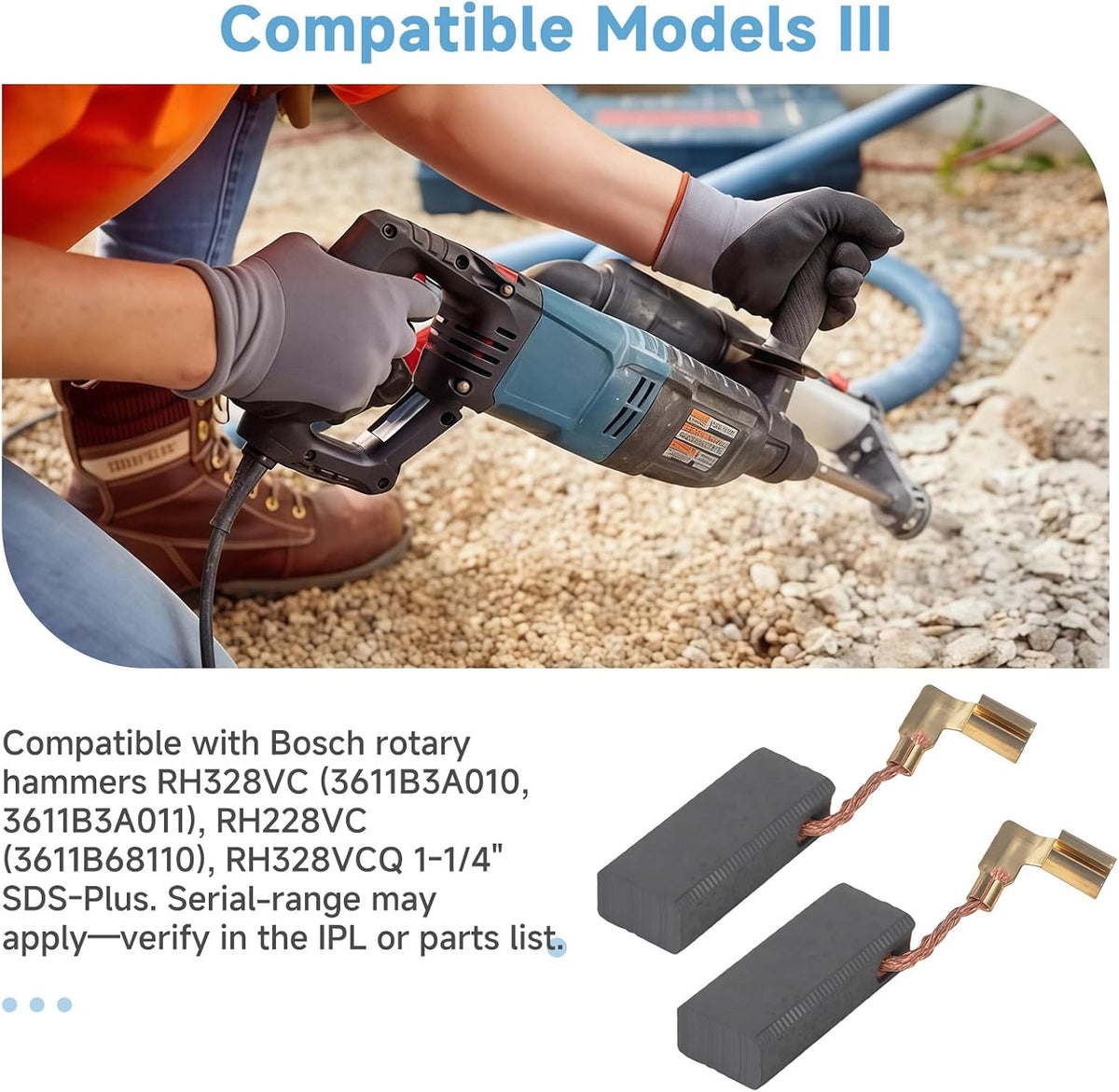 4-Pack Carbon Brushes Compatible with Bosch Power Tools