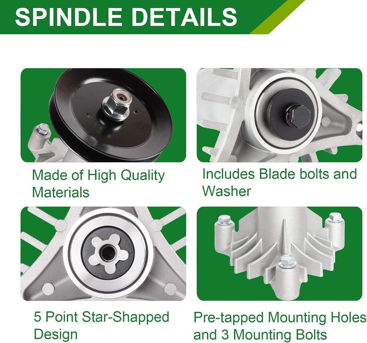 130794 128774 128285 Spindle Assembly with 153535 Pulley for Husqvarna Craftsman Poulan 38 42 Inch Deck Craftsman