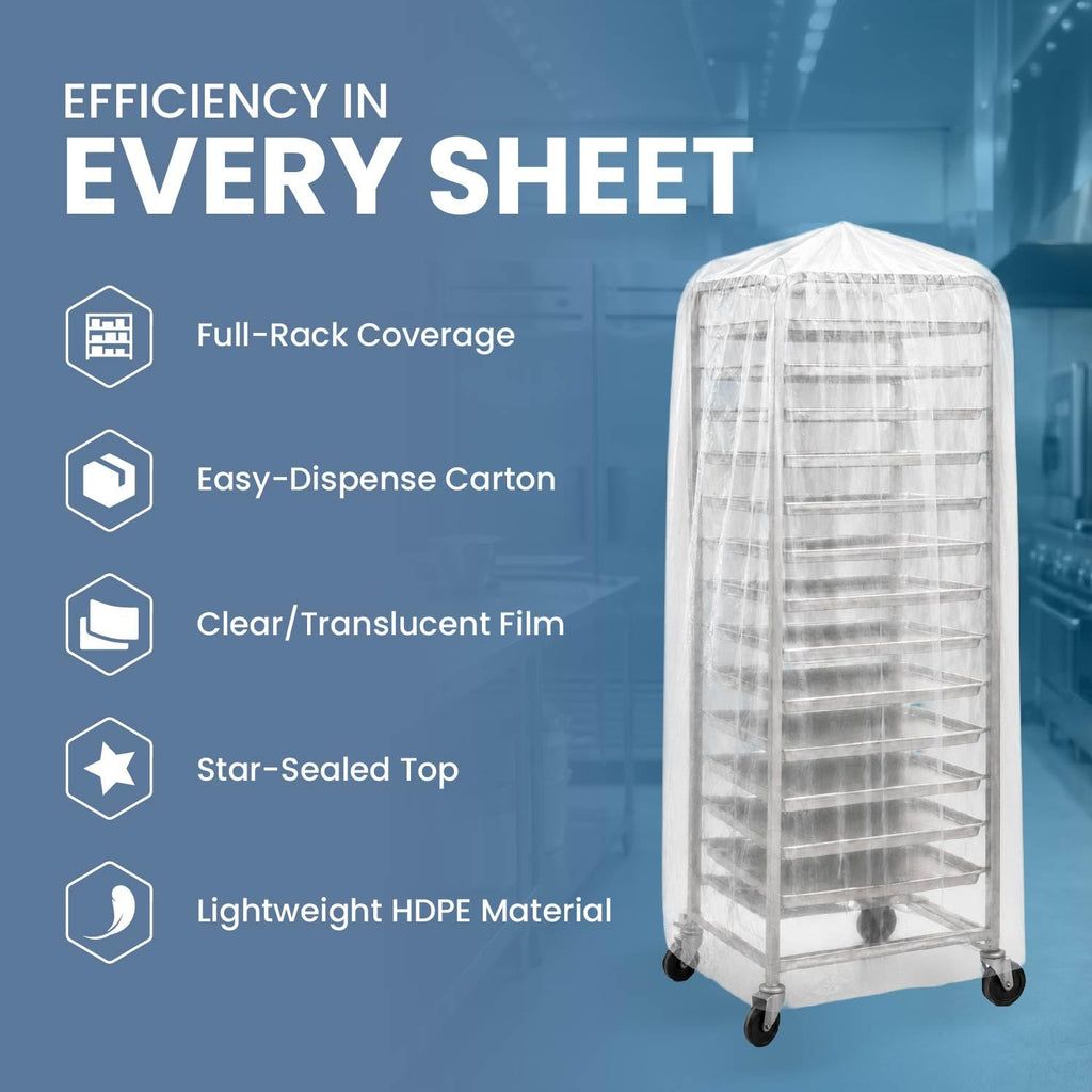 RackWrap Bun Pan Rack Covers, 53" x 80", Clear, 4 Roll of 50