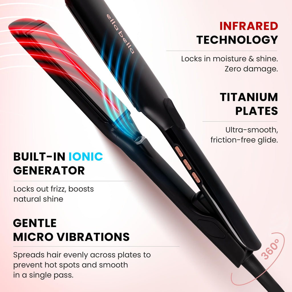 Titanium Flat Iron Hair Straightener Large with Infrared