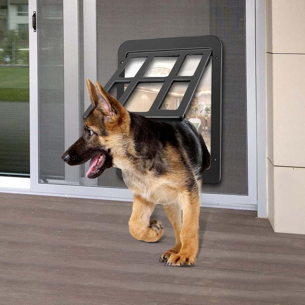 Dog Screen Door 11x13, Magnetic Lockable Flap for Large Dog, Black
