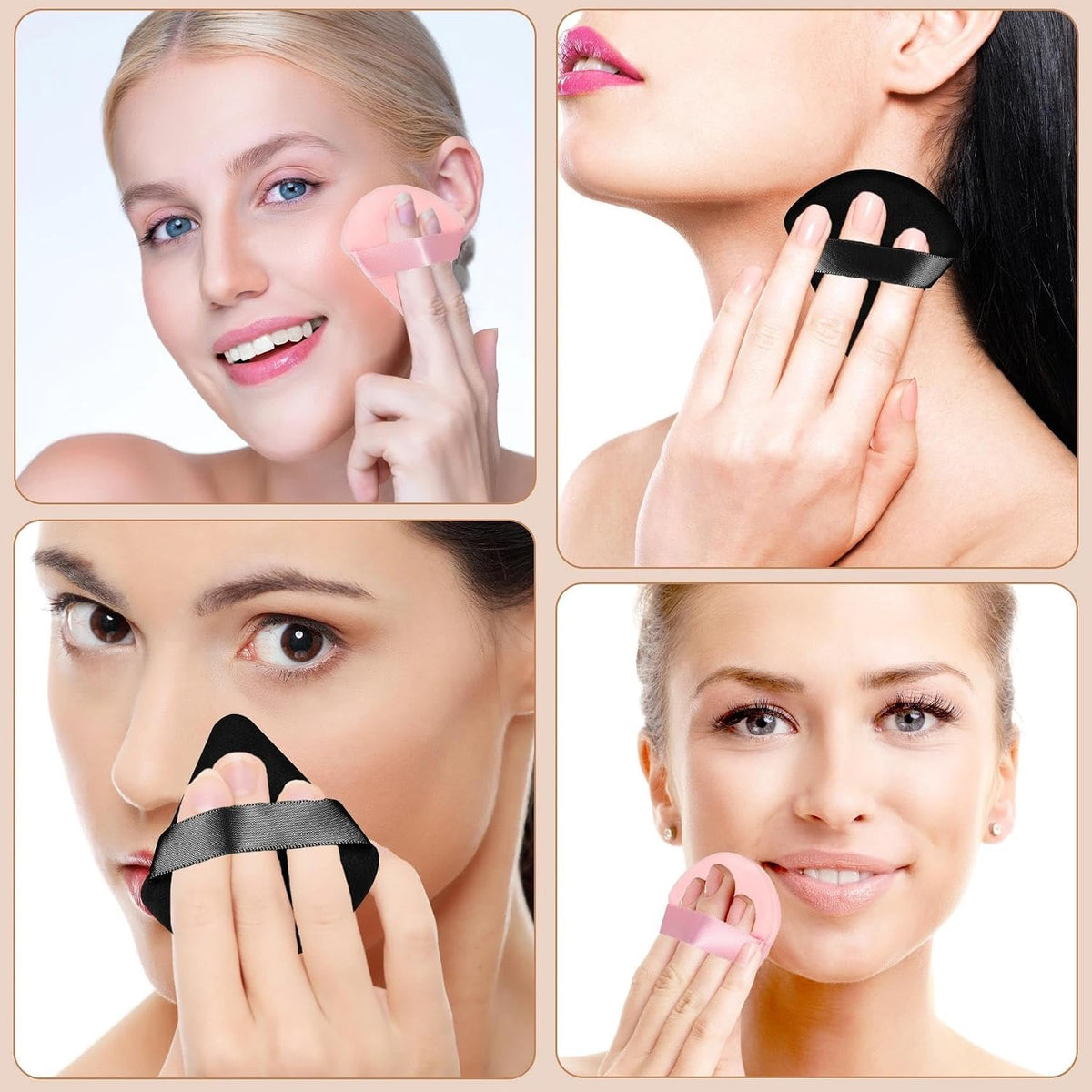 Triangle Powder Puff,Thick Makeup Sponge Powder Puff (48 PinkBlack)