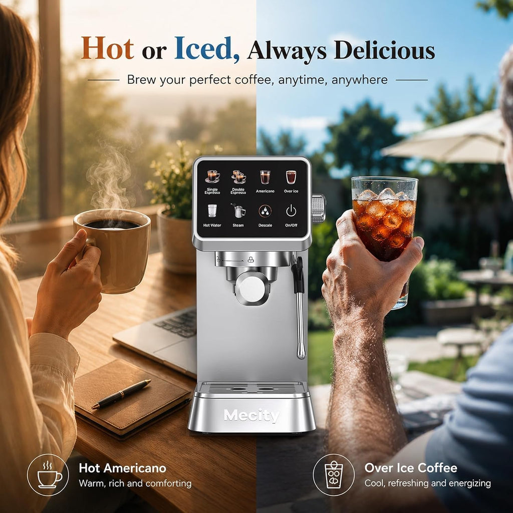 20 Bar Espresso Machine with Milk Frother, Touchscreen Coffee Maker for Espresso, Americano & Over Ice Coffee