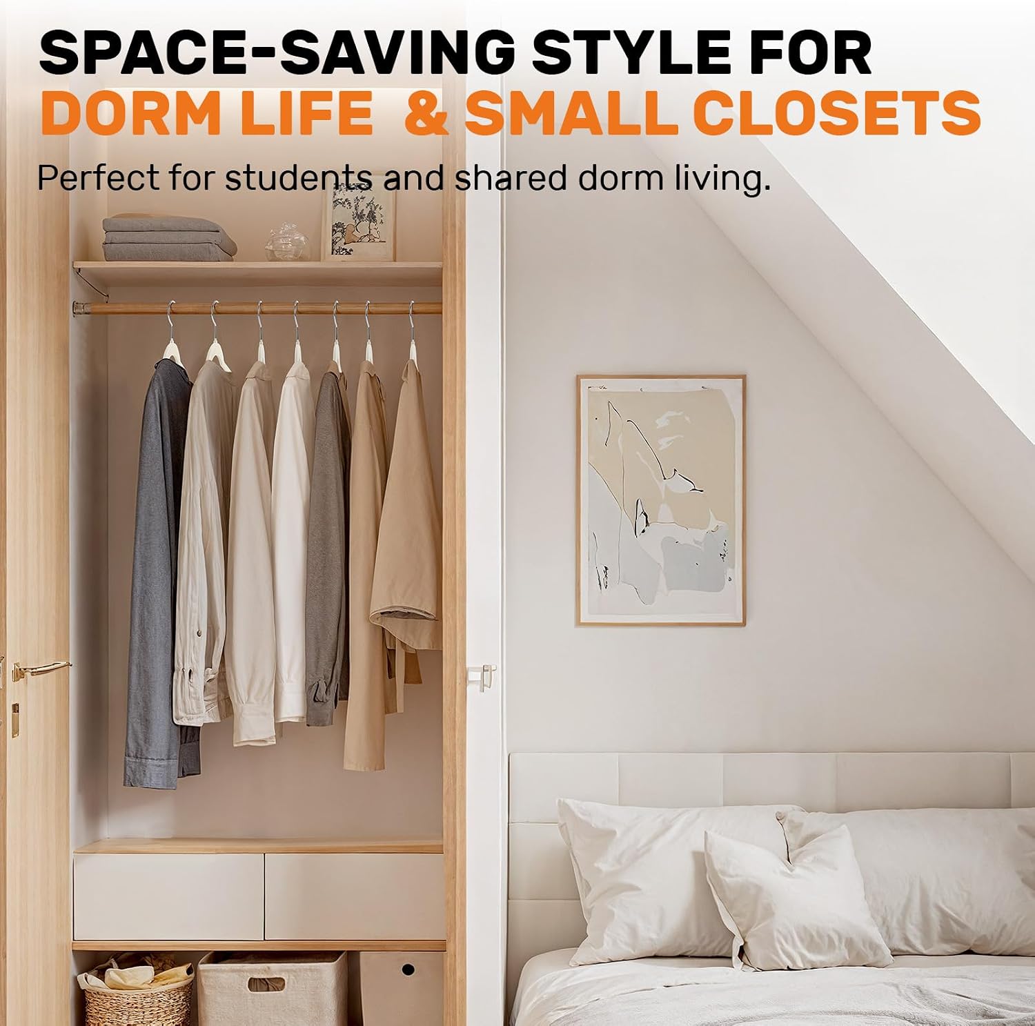 Velvet Shirt Hangers 30 Pack, Slim Felt Hangers Beige | Non-Slip Flocked Surface; 360° Swivel Hooks; Space-Saving