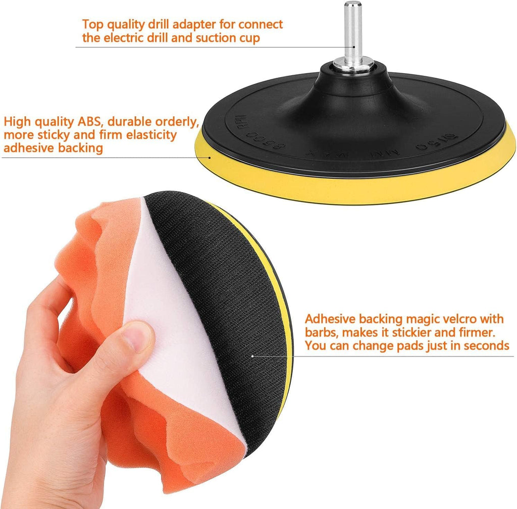 5 Inch Polishing Pads Kit, 11PCS Foam Buffing Pads with Drill Adapter | Foam Buffing Pads For Car Polishing And
