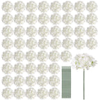 64Pcs Hydrangea Artificial Flowers Bulk, Silk White Hydrangeas
