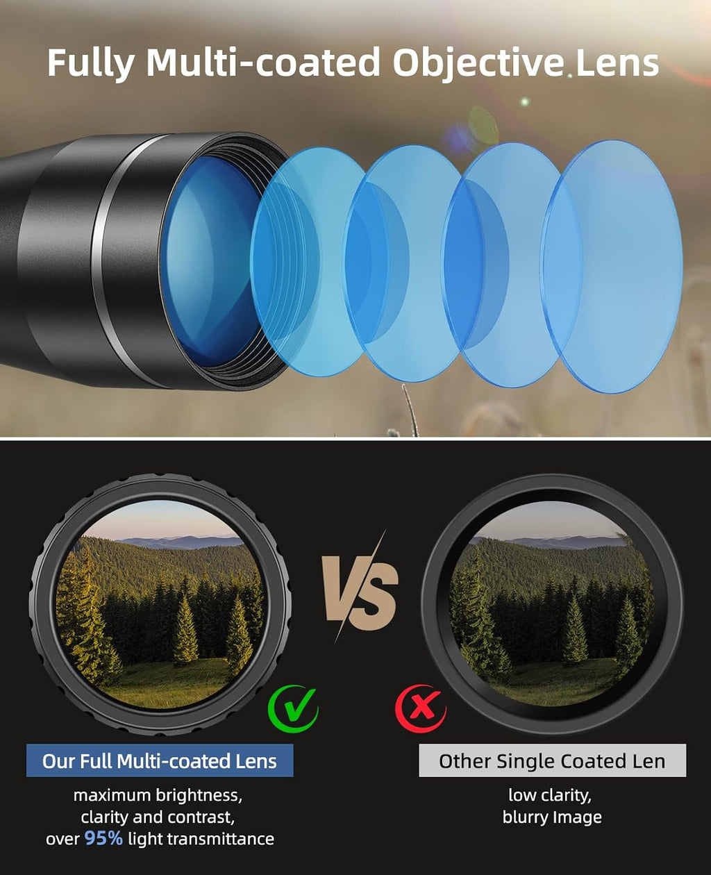 3-9x40 Rifle Scope Red Green Illuminated with Mounts Rifle Scope