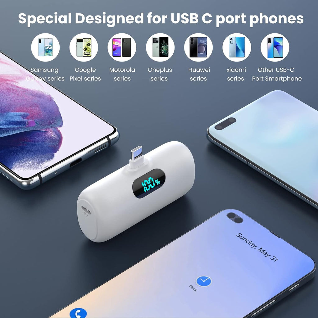 [2-Pack]Portable Charger for iPhone 17/16/15,Mini Power Bank 5000mAh PD USB C Portable Phone Charger,Travel Essential