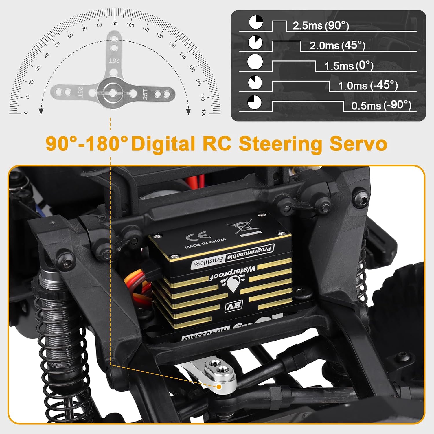 Waterproof RC Servo High Torque Brushless Motor Metal Gear Digital Servo Aluminum Case for 1/8 1/10 RC Crawler SCX10