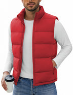 Men's Puffer Vest Casual Sleeveless Outerwear Jacket with 3 Pockets