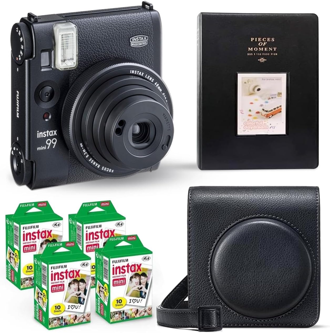 Instax Mini 99 Instant Camera Vintage Black. + Value Pack (40 Sheets) Shutter Accessories Bundle, Includes Style