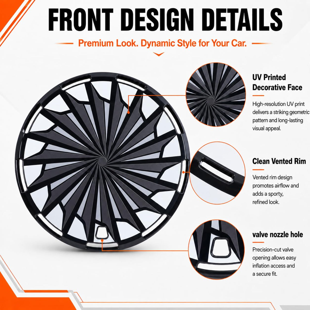 Universal 17 Inch Hubcaps Replacement, Aero disc Full Coverage Wheel Covers