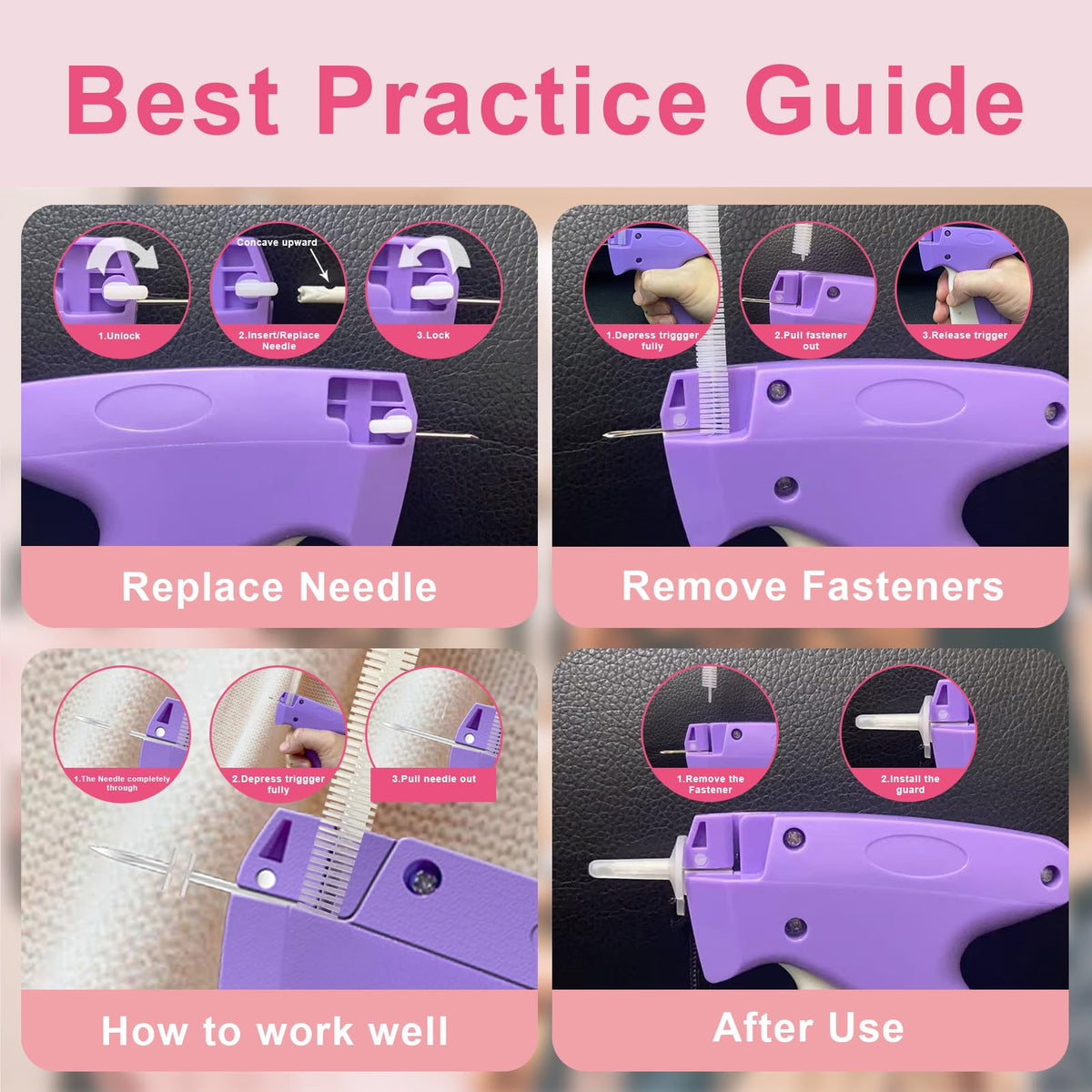 Stitch Gun for Clothes -Handheld Stitch Gun Quick Clothing Fixer - Mini Tag Gun - Includes 6 Fine Needles, 2000