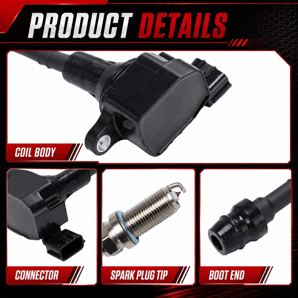 UF349 Ignition Coil Packs 224018H515 Spark Plug for Nissan Frontier