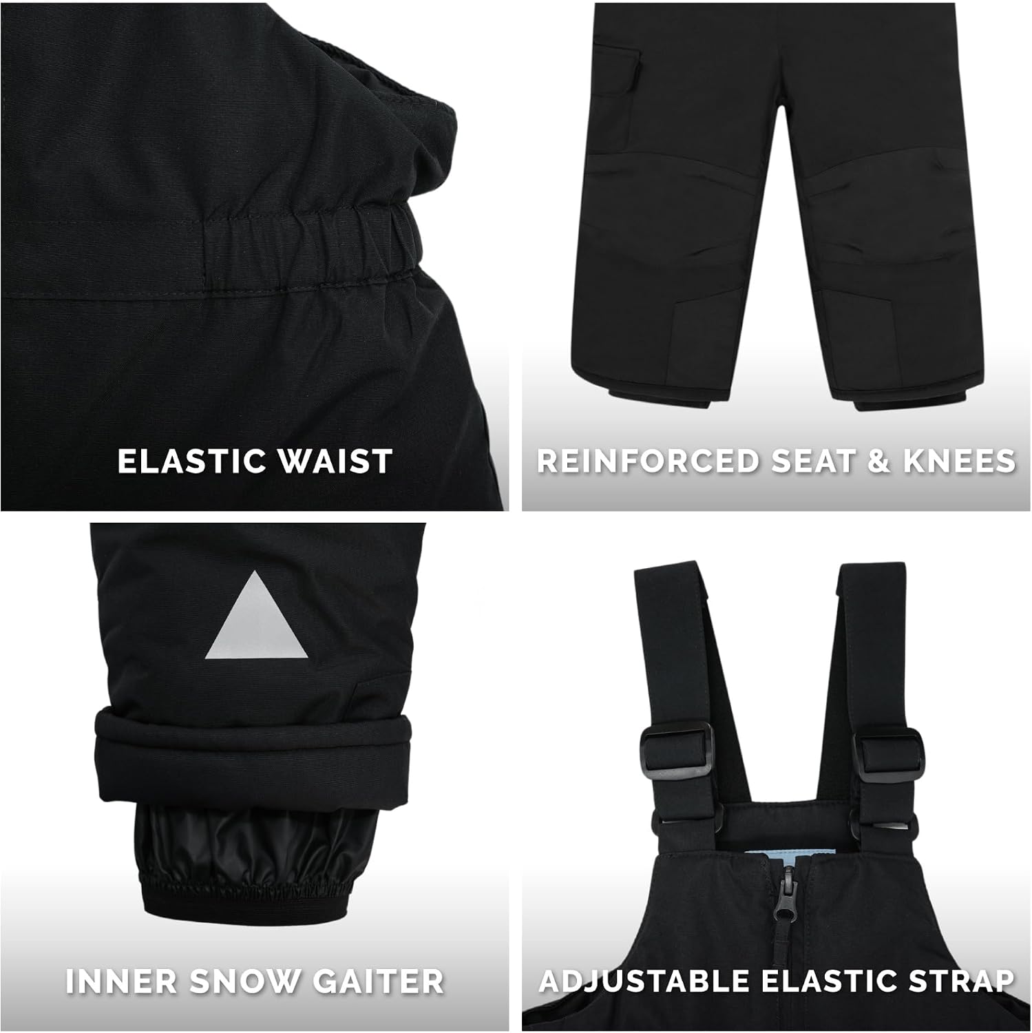 Waterproof Insulated Snow Bib Pants, Ski Overalls for Toddlers and Kids