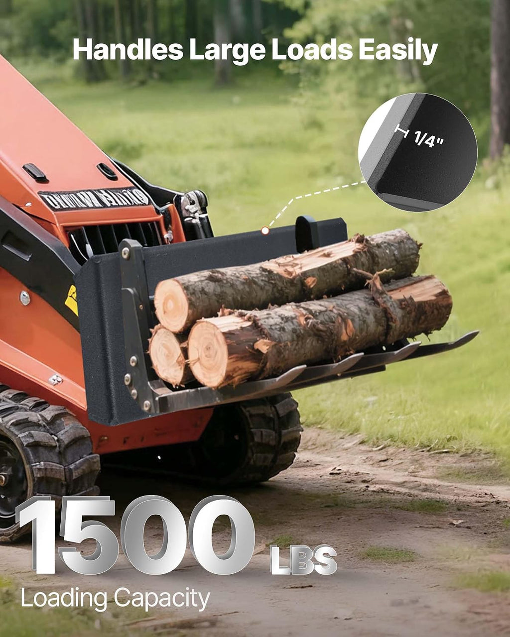 1/4" Mini Skid Steer Mount Plate, Universal Quick Attach Mount Plate, Easy to Bolt, 1500lbs Load Capacity, Heavy Duty