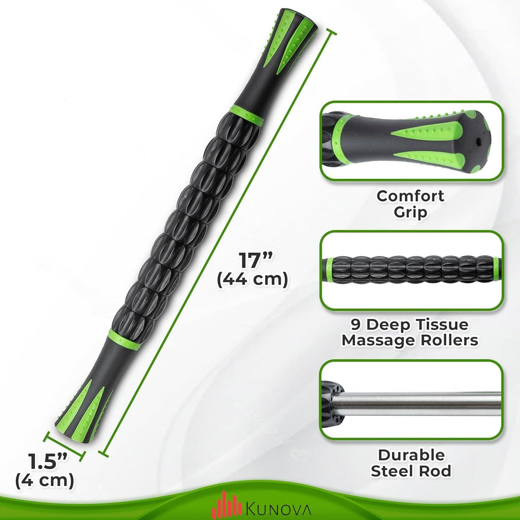 (TM) Muscle Roller Stick - Massage Tool for Releasing Myofascial Trigger Points, Reducing Muscle Soreness, Soothing