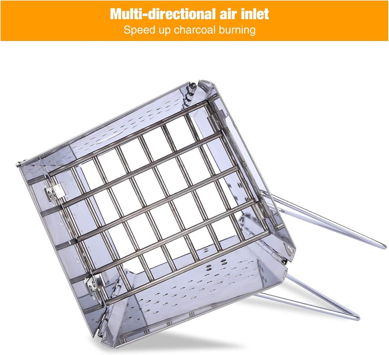 Quick Ignition Foldable Charcoal Chimney Starter, BBQ Charcoal Grill Starter and Wood Stove for Outdoor Lawn, Patio &