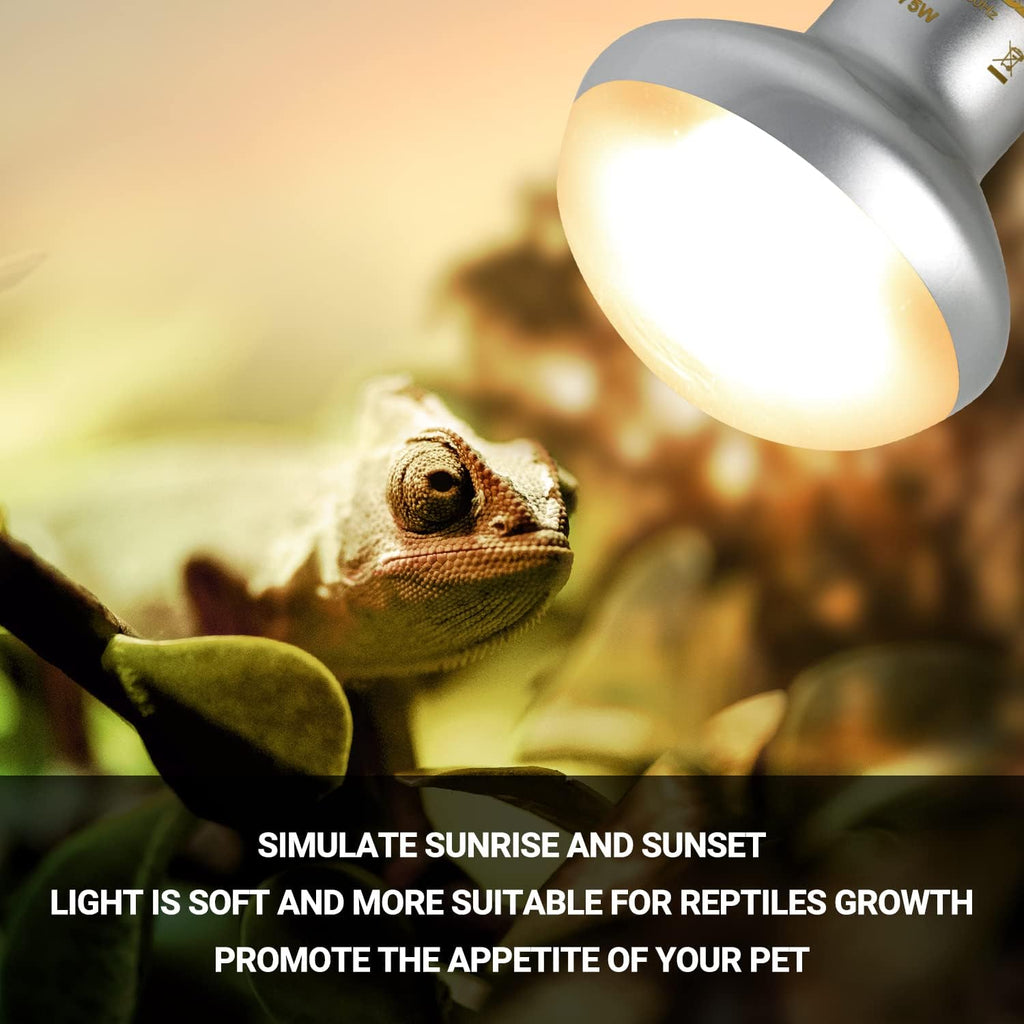 75W Reptile Heat Lamp Bulb, 2PCS Day & Night Basking Spot Light Combo Pack Includes Infrared Heat Lamp and UVA