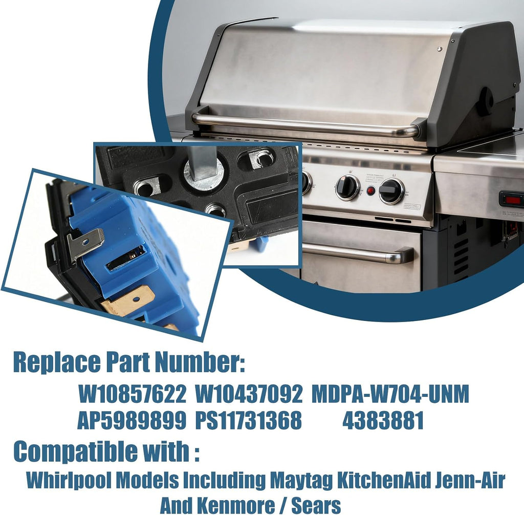 W10857622 W10437092 Upgraded Oven Range Infinite Switch Compatible With Whirlpool, Maytag, KitchenAid, Jenn-Air, Amana, Magic Chef, Admiral, Norge, Roper Replace AP5989899,4383881,PS11731368