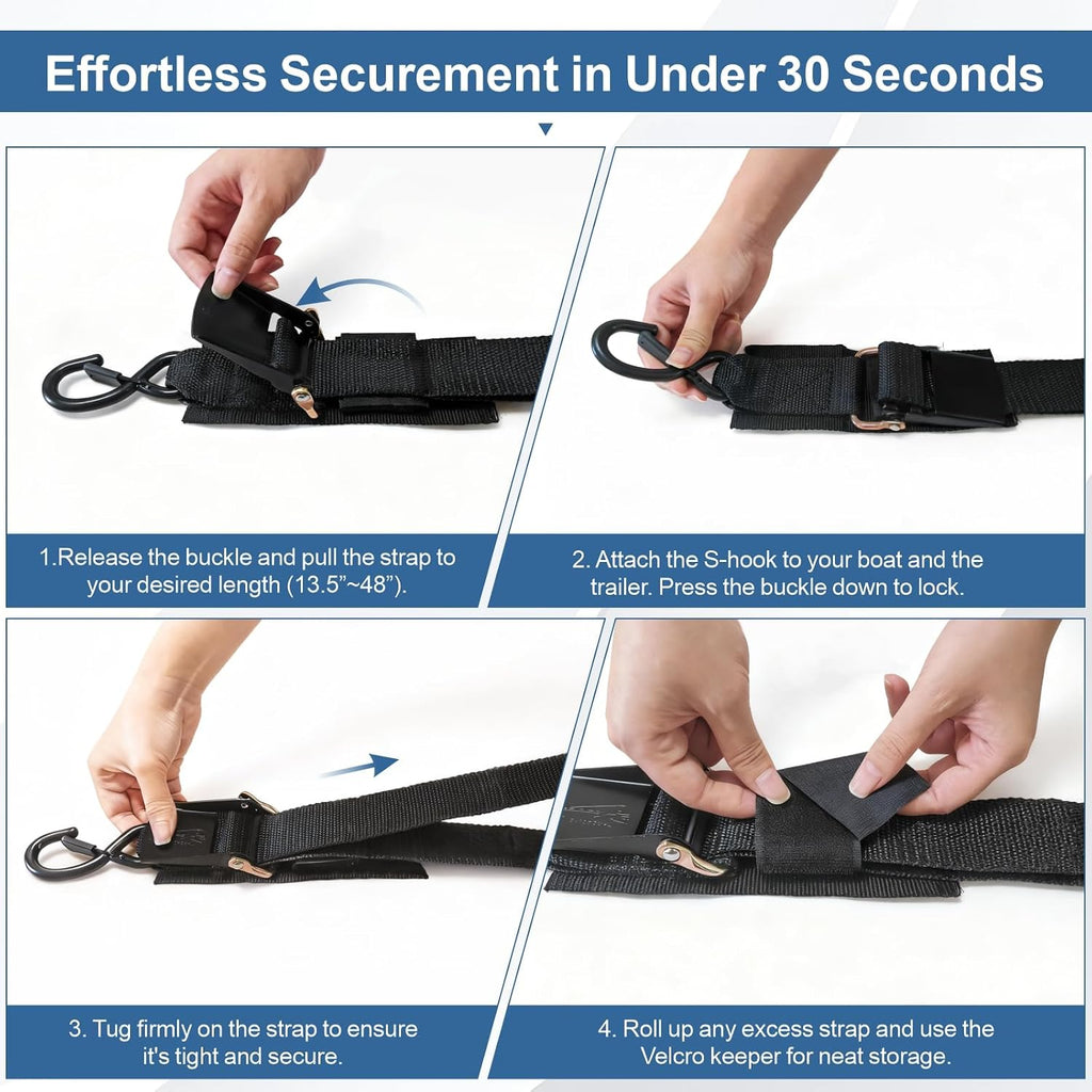 Heavy-Duty Boat Tie Down Straps to Trailer, Secure-Fit Boat Trailer Straps