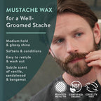 Organic Mustache & Beard Wax, Medium Hold, .75 oz Tin