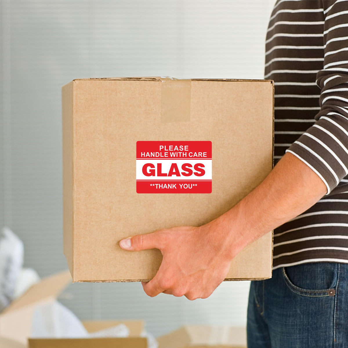 Fragile Glass Stickers 2×3 Inch Shipping Packing Label Please Handle with Care Thank You - 300 Per Roll(10 Rolls)