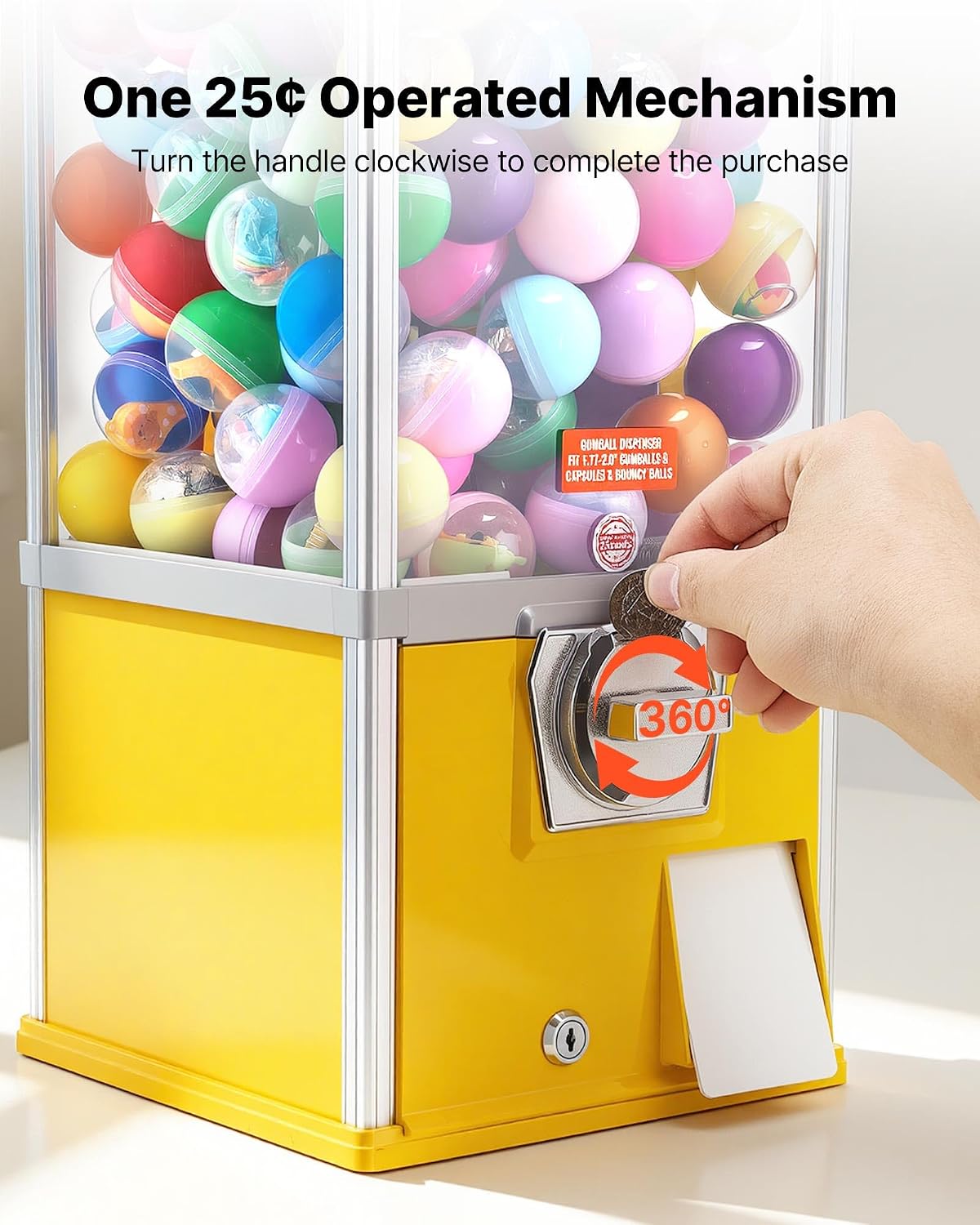 Gumball Machine, 21 inch Candy Vending Machine Dispenser, 25-Cent Vending Machines for Shopping Malls, Supermarkets