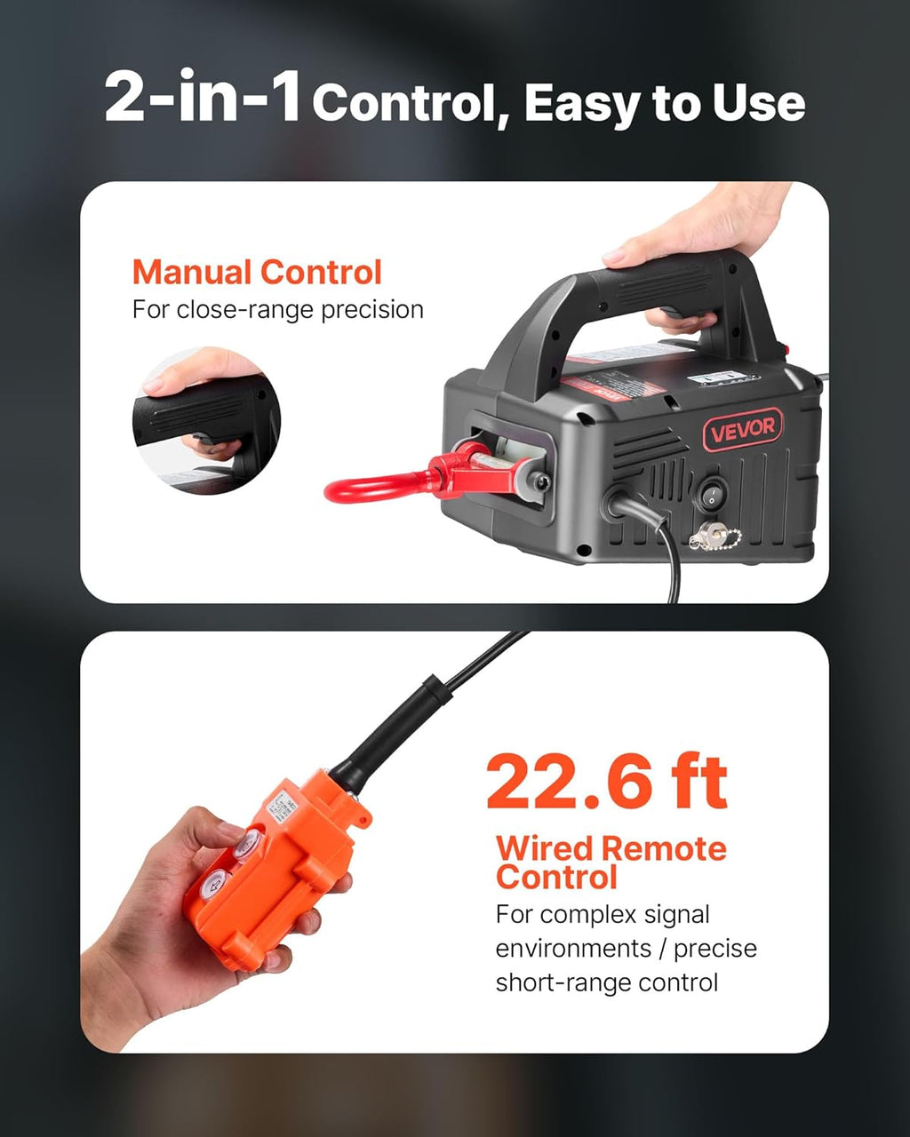 2-in-1 Electric Hoist Winch, 1100 lbs Capacity, 1500W Portable Power Winch Crane, 25 ft Lifting Height, 16.4 ft/min