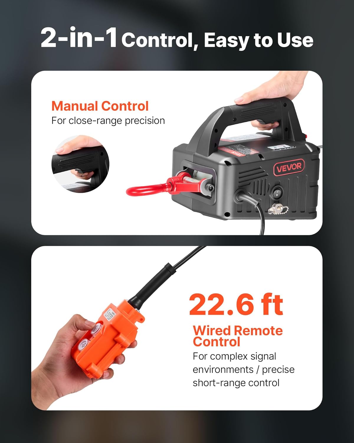 2-in-1 Electric Hoist Winch, 1100 lbs Capacity, 1500W Portable Power Winch Crane, 25 ft Lifting Height, 16.4 ft/min