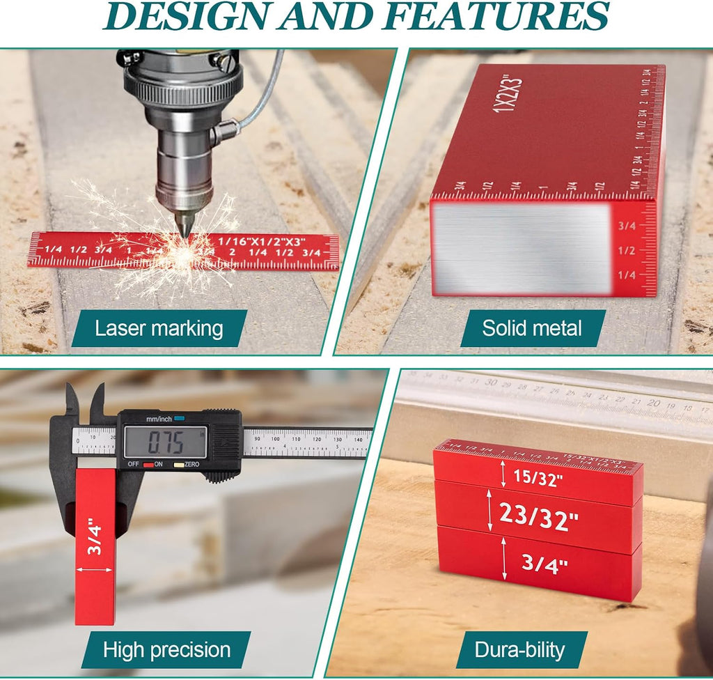 15 PCS Precision Setup Blocks for Woodworking