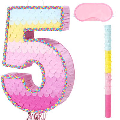 Pink Number 5 Piñata Party Game for Girl Princess Party Decoration