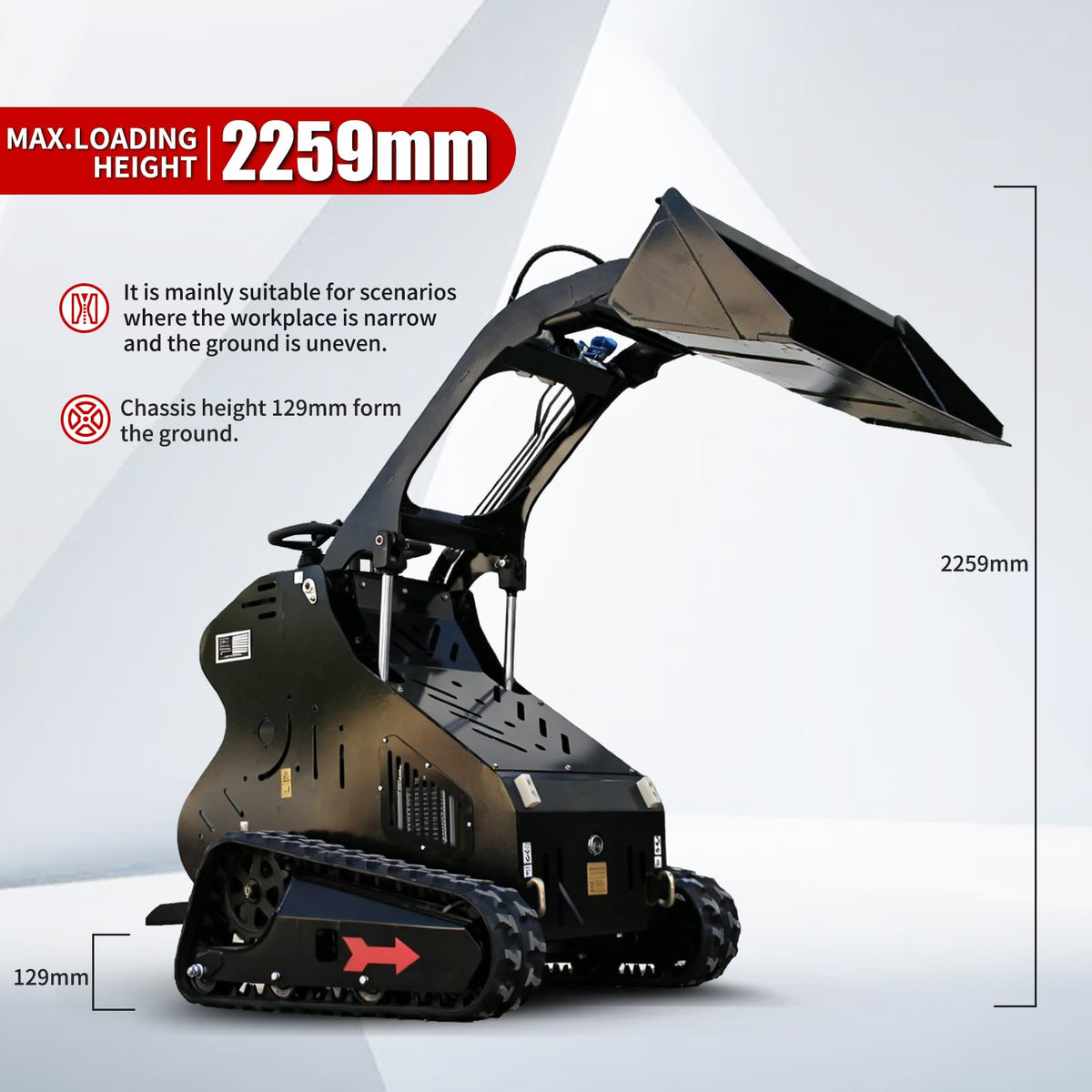 13.5HP Mini Skid Steer Loader, Gas Powered Tracked Stand-On Loader for Landscaping, Material Handling, Construction &