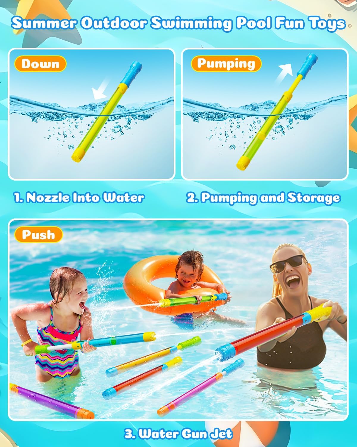 Water Gun Squirt Toys for Kids Adults Shoot Up to 40 Feet 18 Pack | Outdoor Super Blaster, for Age 3-4-5-8-12 Bulk