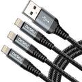 USB to Lightning Cable [Apple MFi Certified] iPhone Charger Cord 3FT, 3Pack | Nylon Braided Heavy Duty Fast iPhone