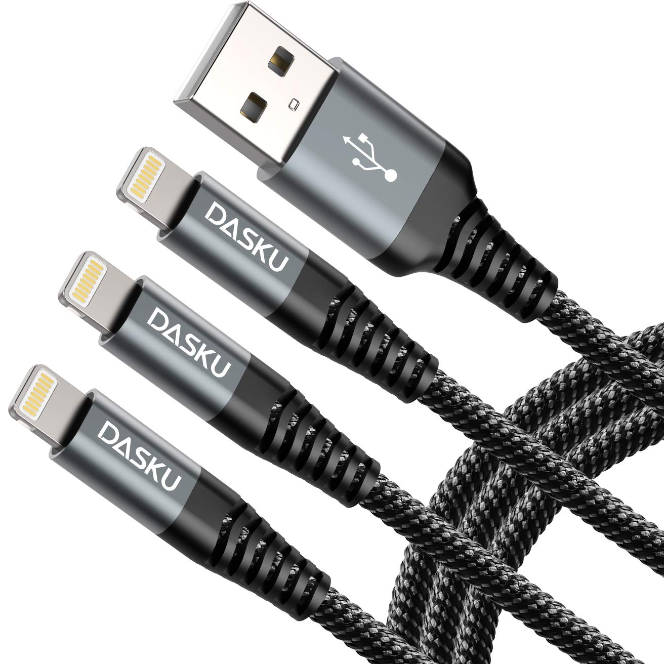 USB to Lightning Cable [Apple MFi Certified] iPhone Charger Cord 3FT, 3Pack | Nylon Braided Heavy Duty Fast iPhone