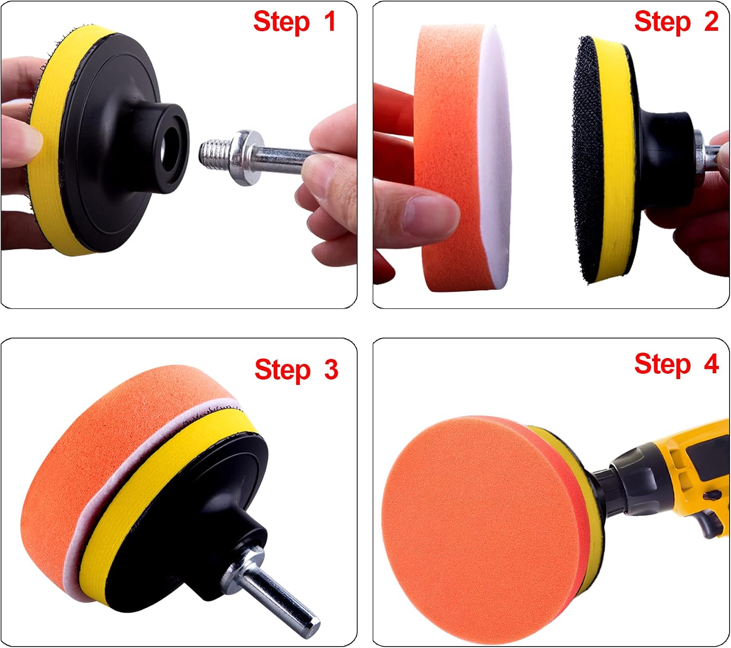 16 Pieces Buffing Pads 5 Inch Car Polishing Pad Kit Foam Polish Pads | Wax Buffer Polisher Attachment for Drill