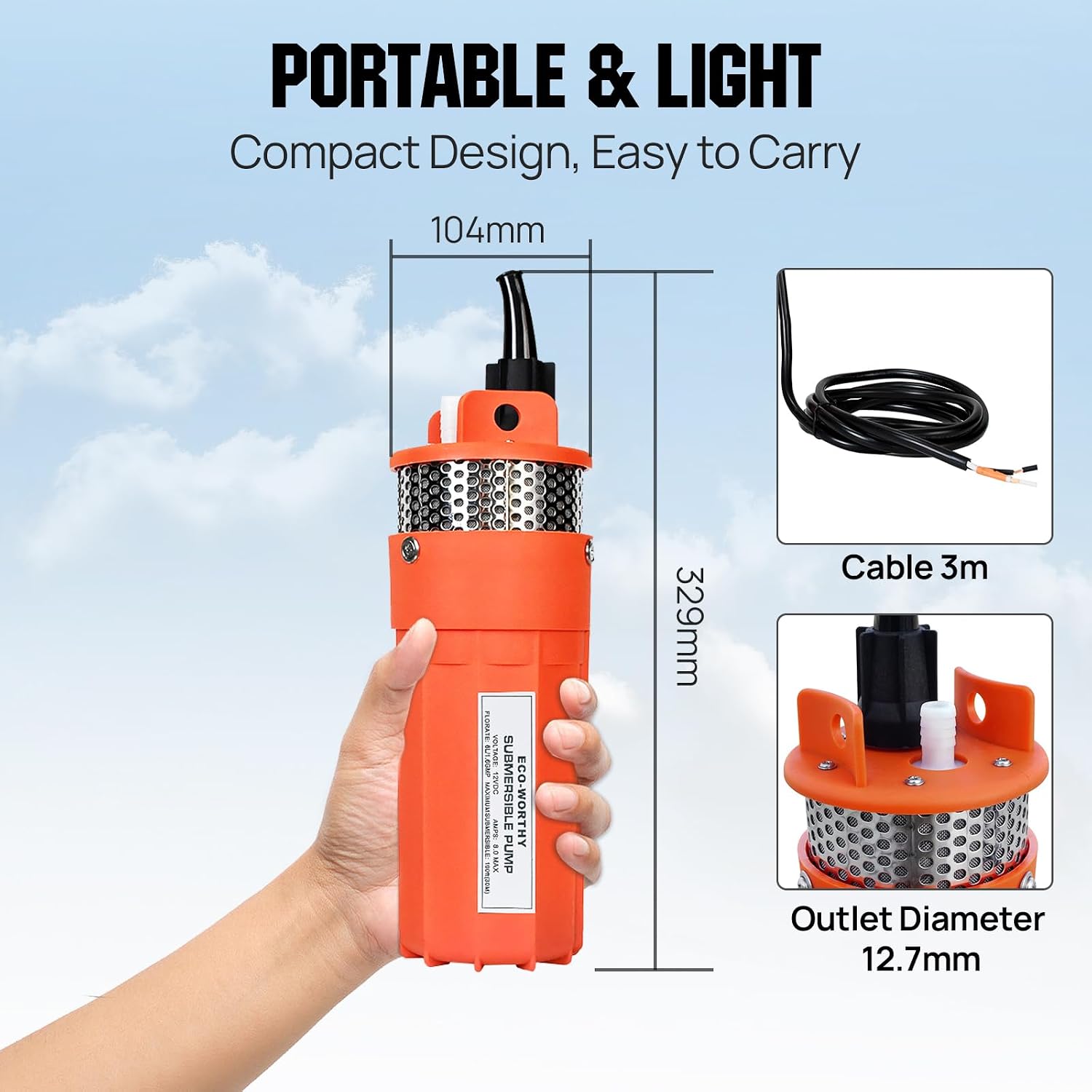 Solar Well Pump Kit - 100W Solar Panel with 12V Deep Well Water Pump for Off-grid Living or Irrigation, Farm &